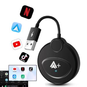 Android Auto Wireless Adapter Support Netflix YouTube Tiktok, Latest Wireless Android Auto Car Adapter for Factory Wired Android Auto to Wireless, Low Latency and Easy to Install_Black
