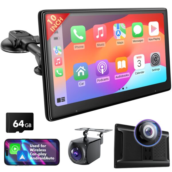10" Touch Screen for Car, Used for Wireless Apple Carplay Android Auto MirrorLink