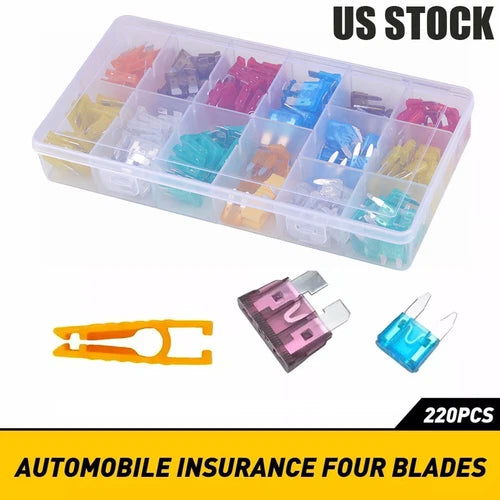 220Pcs Auto Blade Fuse Assortment Kit Set Car Truck Motorcycle Boat Fuses US